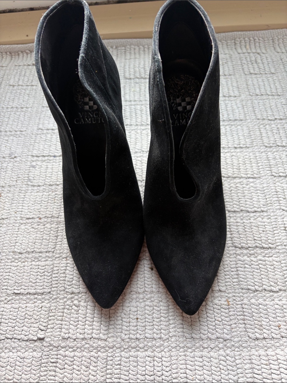 Vince Camuto Black Suede Pointed Ankle Booties- NWOT never worn.